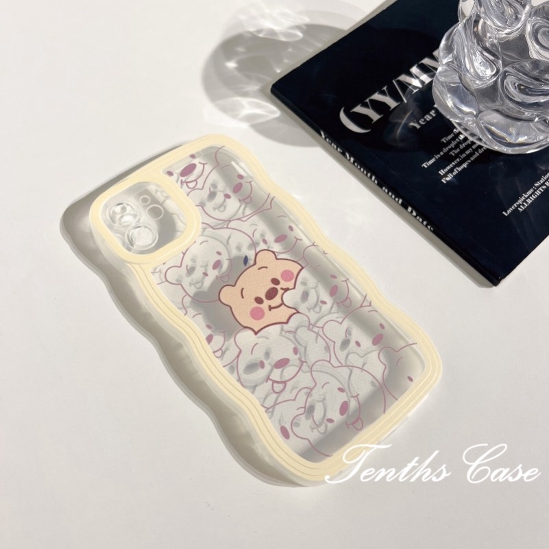 Kompatibel Dengan Samsung S22 S21 S20 Plus S22 S21 S20 Ultra S20 FE S21 FE Note 20Plus Note 20Ultra Cute Bear Wave Edge Phone Case
