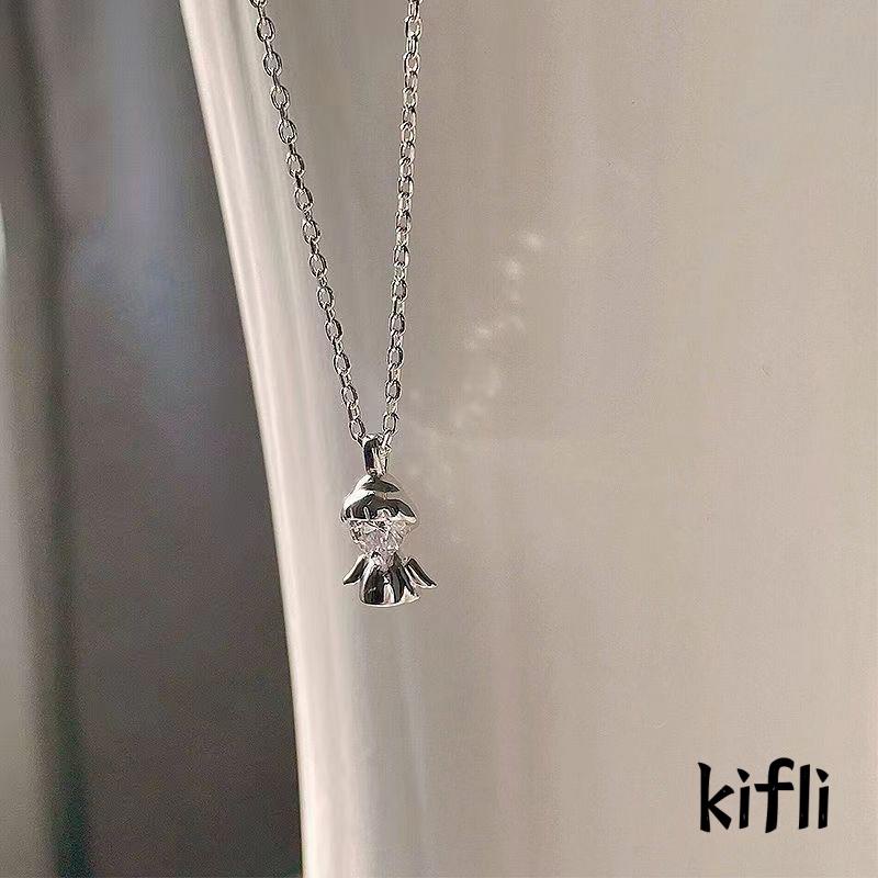 [KD] Berlian Bulat Minimalis Temperamen Cuaca Boneka Kalung Cahaya Mewah Kerah Rantai