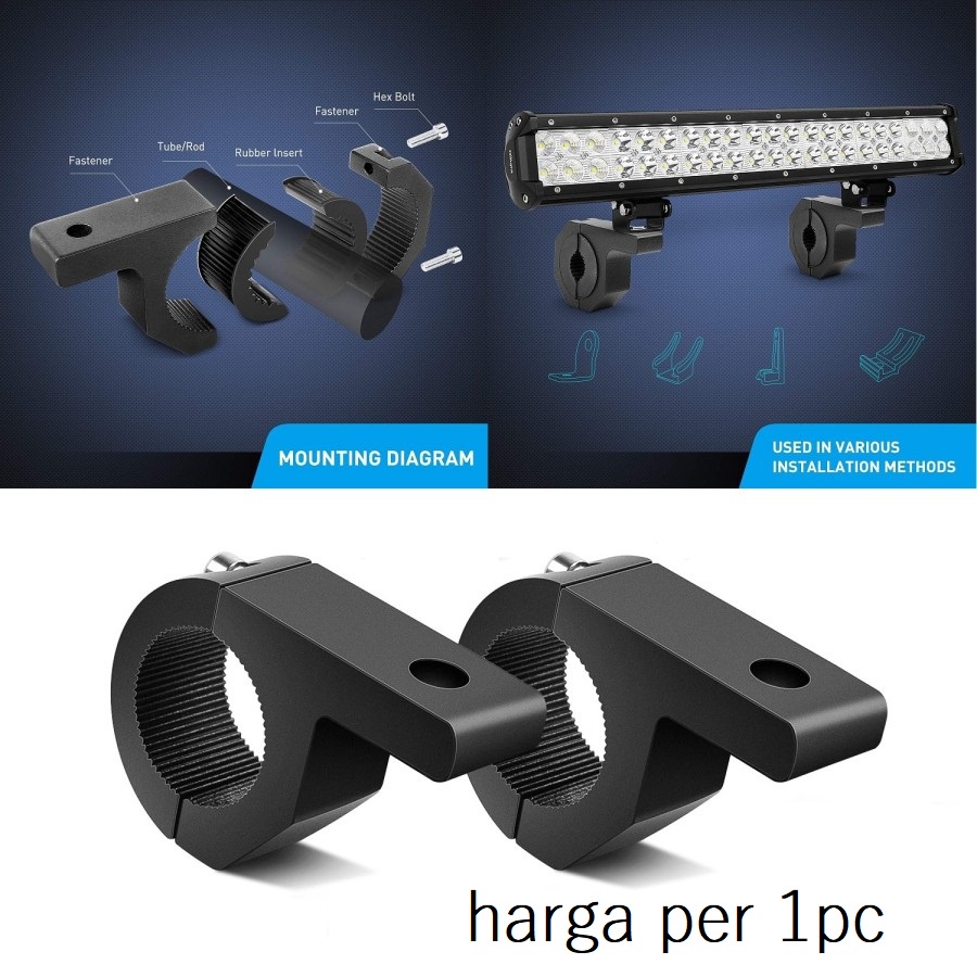 Bracket Braket Breket Crashbar Jepit Lampu LED Bar Tembak Stang Motor