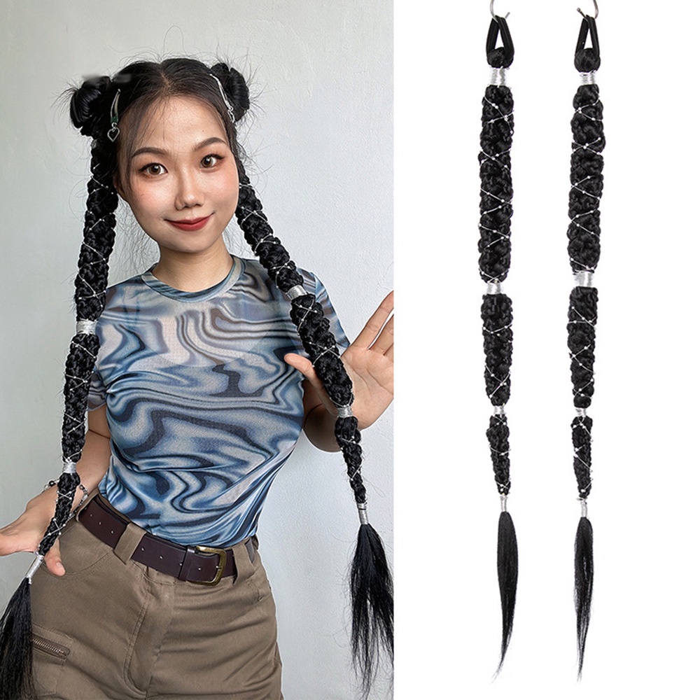 Kepribadian Kepang Panjang Wig Wanita Gadis Hip Hop Ponytail Wig Aksesoris Rambut 70CM