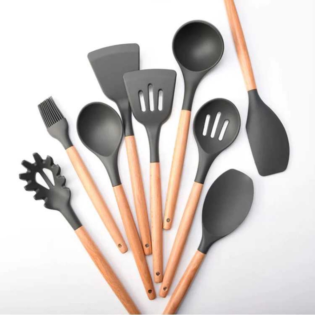 Set Alat Masak Dapur Spatula Sendok 9 PCS Kitchen Utensils Silikon