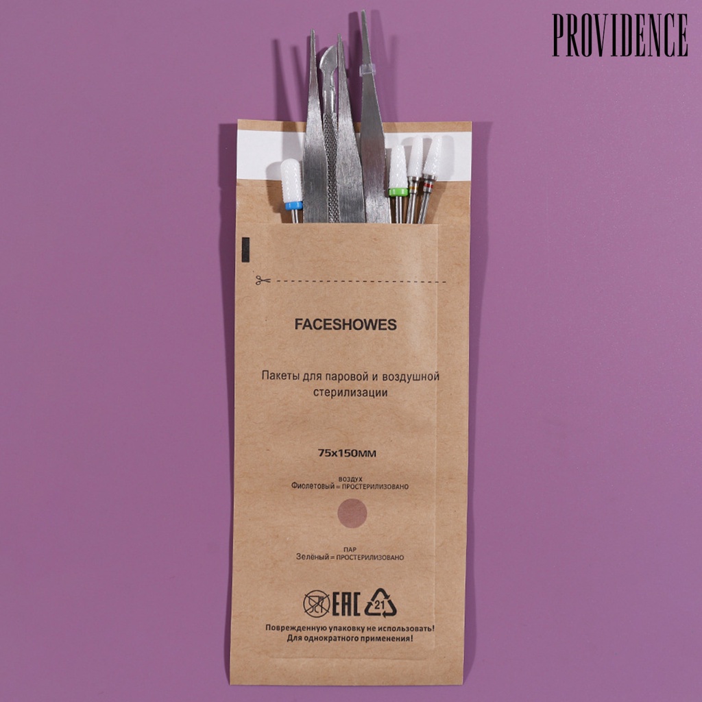 Providence 100 Pcs Disposable Disinfection Bags Self-Sealing Tahan Panas Universal Sanitary Pouch Profesional Multi-Use Nail Art Alat Sterilisasi Kraft Bags Rumah Digunakan