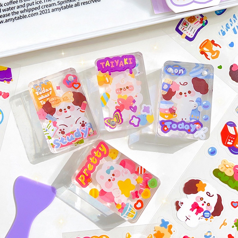 10lembar Stiker Seri PET Kartun Lucu Kartu Guka Siswa Deco DIY Tahan Air Stiker PET