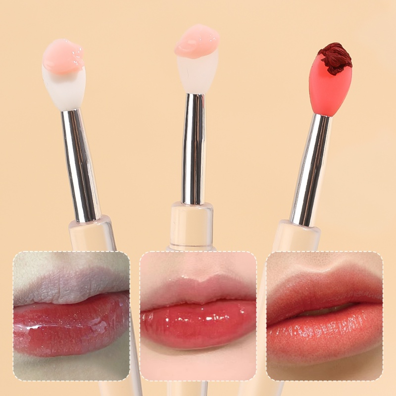 Kuas Bibir Mini Portable Multifungsi Lembut Silicone Lipstik Lip Gloss Eye Shadow Aplikator Perawatan Bibir Makeup Brush Dengan Tutup Alat Makeup Kecantikan Profesional