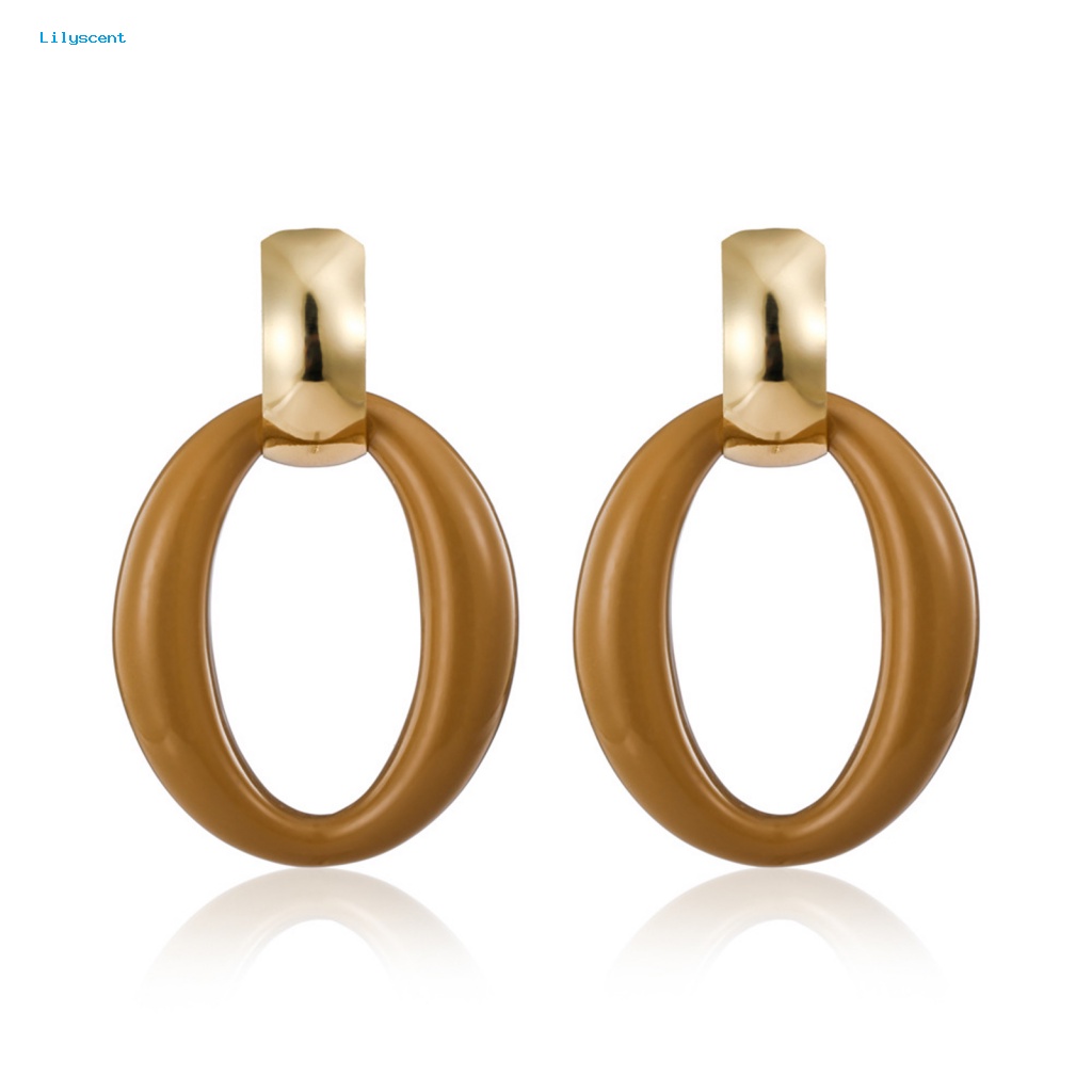 Lilyscent 1pasang Anting Hoop Halus Perhiasan Fashion Geometris Anting Lingkaran Akrilik Berbentuk O