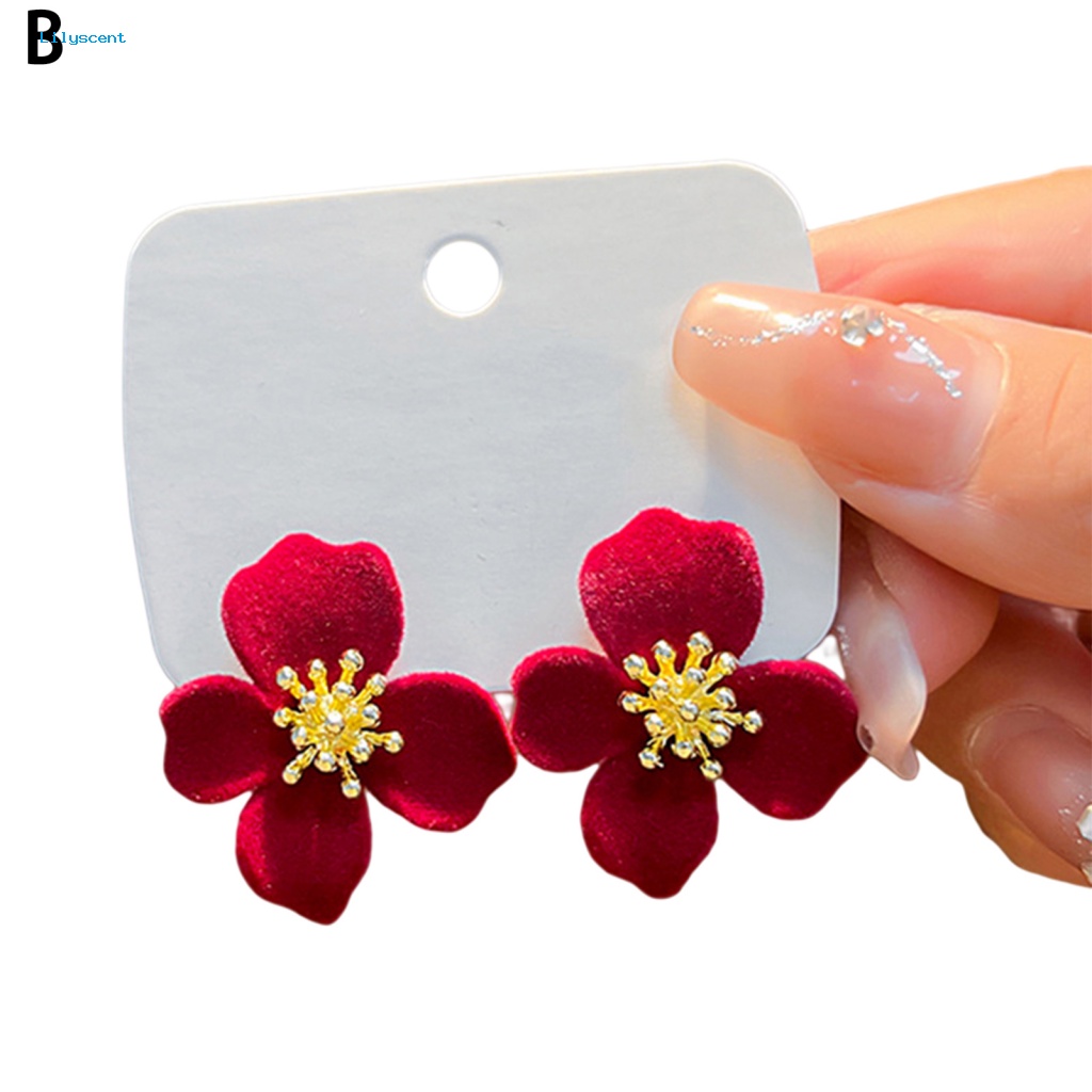 Lilyscent 1pasang Barang Fashion Drop Earrings Kostum Perlengkapan Merah Anggur Lucu Ear Studs Pendant