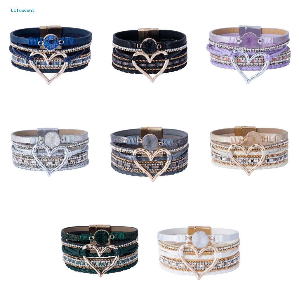 Lilyscent Bling Berlian Imitasi Wanita Gelang Fashion Perhiasan Wanita Elegan Cuff Bangle Bohemia