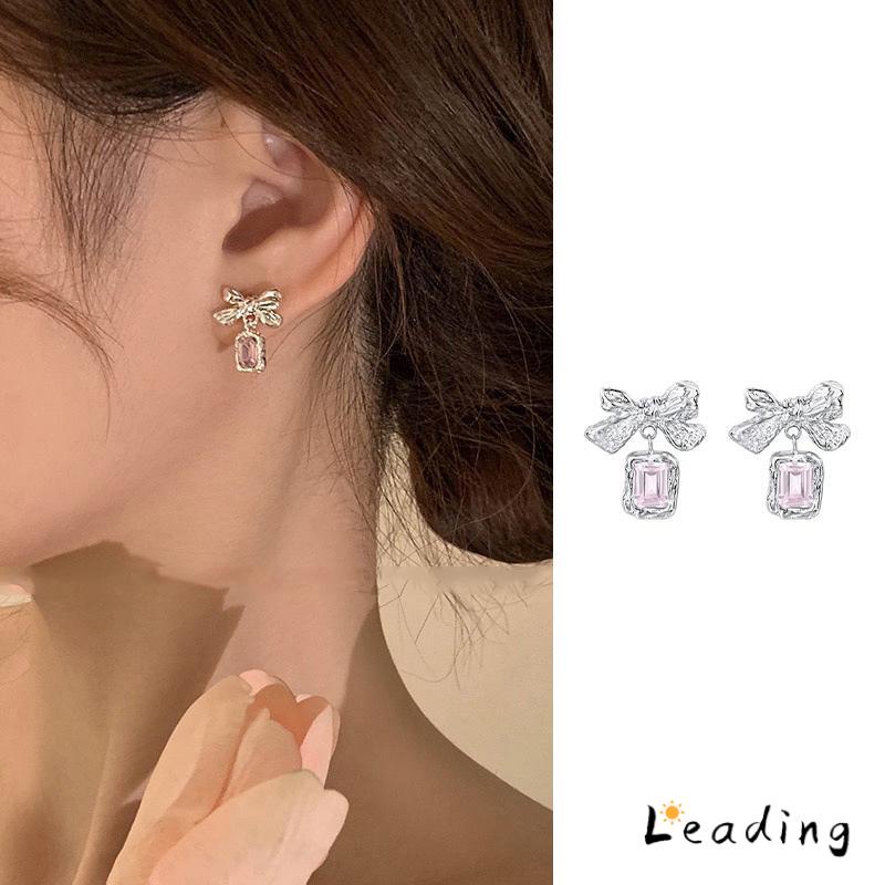 Anting Dasi Kupu-kupu Berlian Zircon Bow Stud Anting Fashion Korea Gaya Untuk Wanita-Le