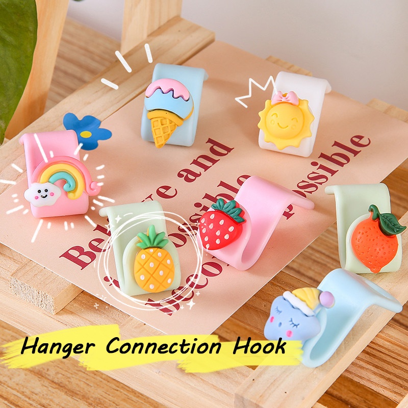 1/5pcs Pack Removable Portable Kreatif Rumah Tangga Lipat Gantungan Lemari Organizer Hemat Ruang Mini Gantungan Ekstensi Kait Kartun Gantungan Sambungan Kait Magic Hanger
