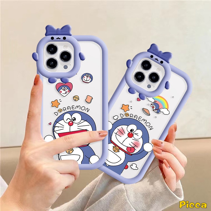 Redmi A1 9A 10C 9T A1+10A 10 9C NFC PO CO M3 Pro X3 NFC Redmi Note9 11s 9s 11 8 11Pro+10 Pro Max Plus Mi 11Lite Kartun Lucu Imut Doraemon 3D Little Monster Lens Case