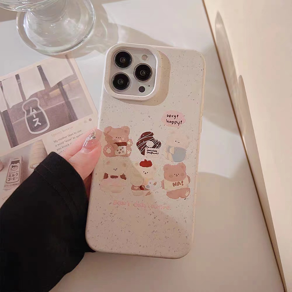 IPHONE Casing Ponsel Iphone11 ins Bahan Ramah Lingkungan Perlindungan Kamera Cocok Untuk Iphone14 13 12 14Plus Pro MAX 7 8Plus X XR XS MAX SE 12mini 13mini Model Empat Sudut Shockproof