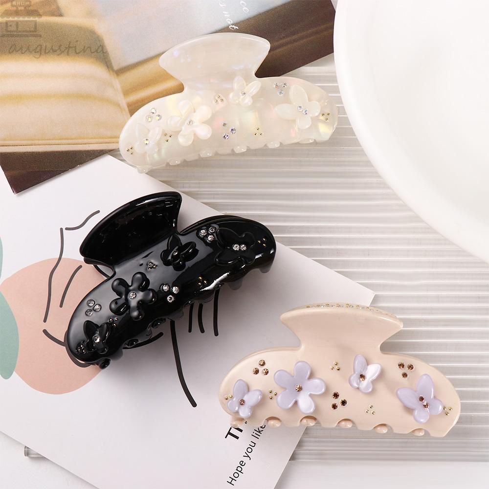 Agustinina Berlian Rambut Cakar Kepribadian Geometris Retro Bunga Hiu Klip Hiasan Kepala Cuci Muka Perempuan Mandi Women Hair Clip