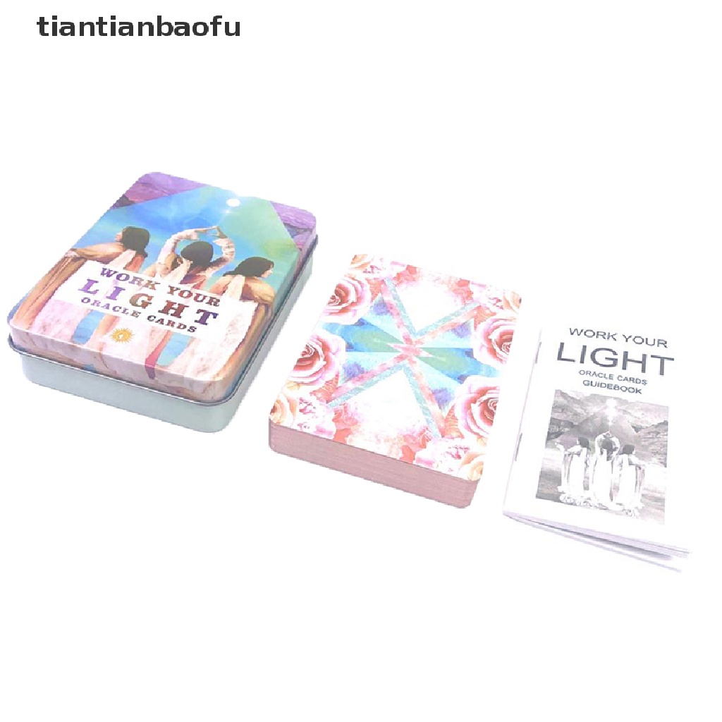 [tiantianbaofu] Besi Kotak Kerja Lampumu Oracle Tarot Ramalan Deck Party Board Game w/Butik Manual