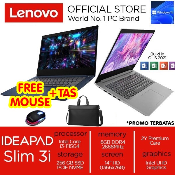 Laptop Lenovo IdeaPad Slim 3i i3-1115G4 8GB 256GB / 512GB SSD Win11+OHS