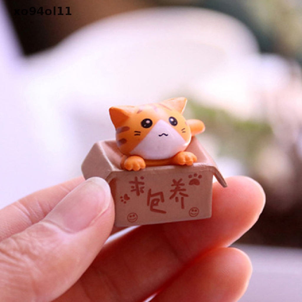 Xo 4pcs Kawaii Ornamen Kucing Mini Taman Kitten Patung Hadiah Untuk Anak Anak Bayi OL