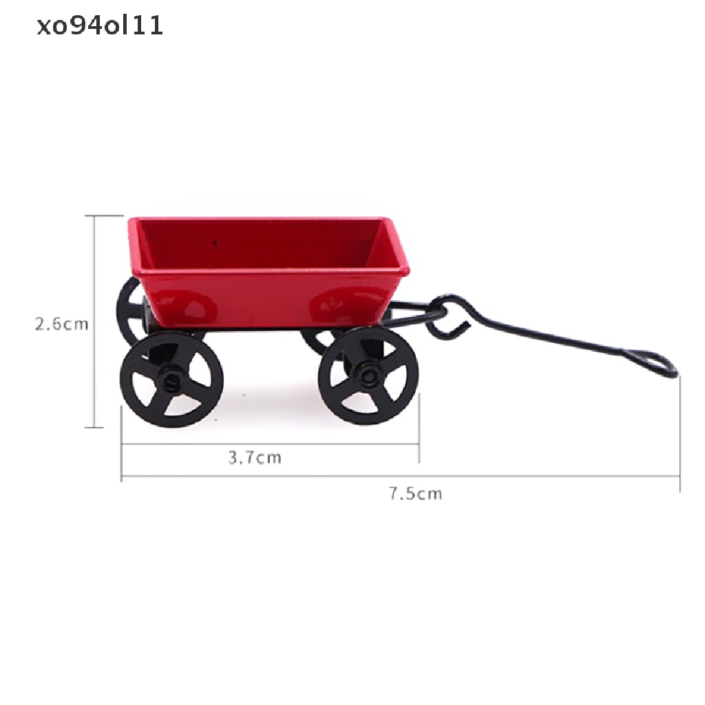 Xo Keranjang Penarik Kecil Metal Merah1: 12mini Lucu Rumah Boneka Mainan Hadiah Ornamen Miniatur Taman Furniture Accessorie OL