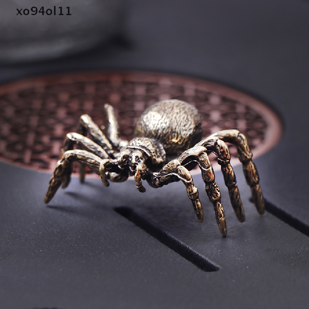 Xo Patung Laba-Laba Tembaga Antik Miniatur Desktop Ornamen Dekorasi Kerajinan Simulasi Hewan Teh Koleksi Hewan Peliharaan Dekorasi Rumah OL