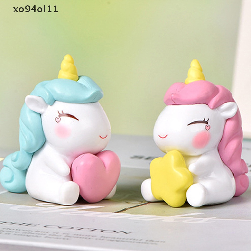 Xo Patung Miniatur Unicorn Lucu Peri Ornamen Taman Kerajinan Lanskap Mikro OL