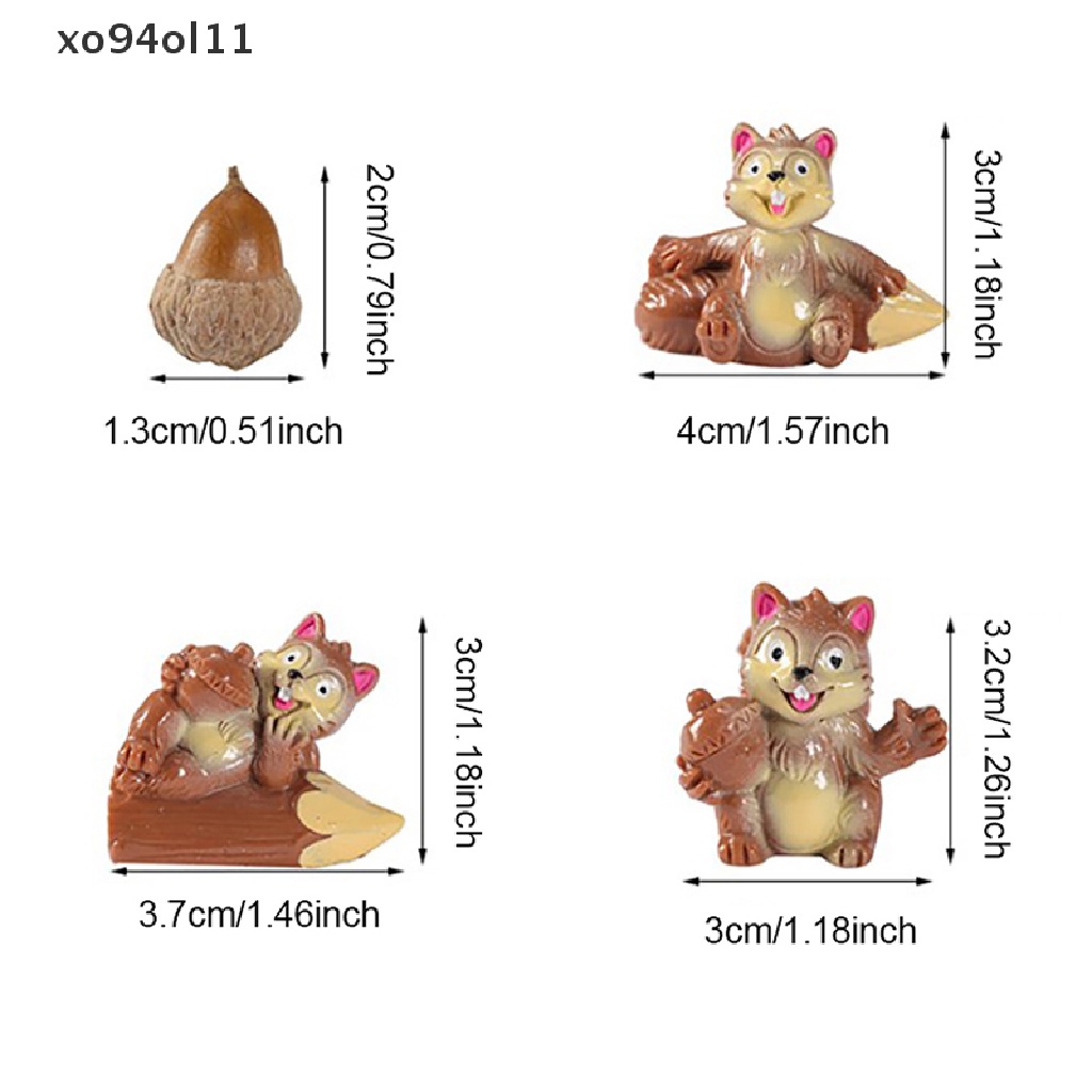 Xo Patung Tupai Miniatur Taman Peri Gnome Hadiah Kerajinan Resin Rumah OL