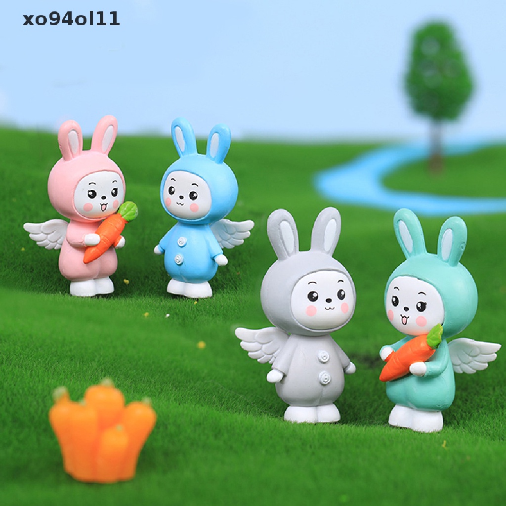 Xo 1Pcs Miniatur Kelinci Model Mini Bunny Figurine Desktop Ornamen Pemandangan Taman Resin Craft Paskah Dekorasi Rumah Kantor OL