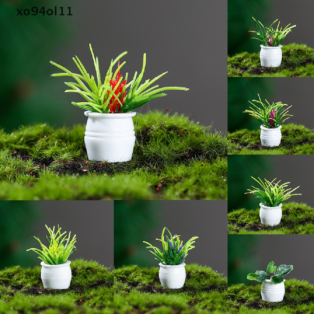 Xo 1Pcs Miniatur Rumah Boneka Hijau Pot Tanaman Furniture Home Decor Aksesoris OL