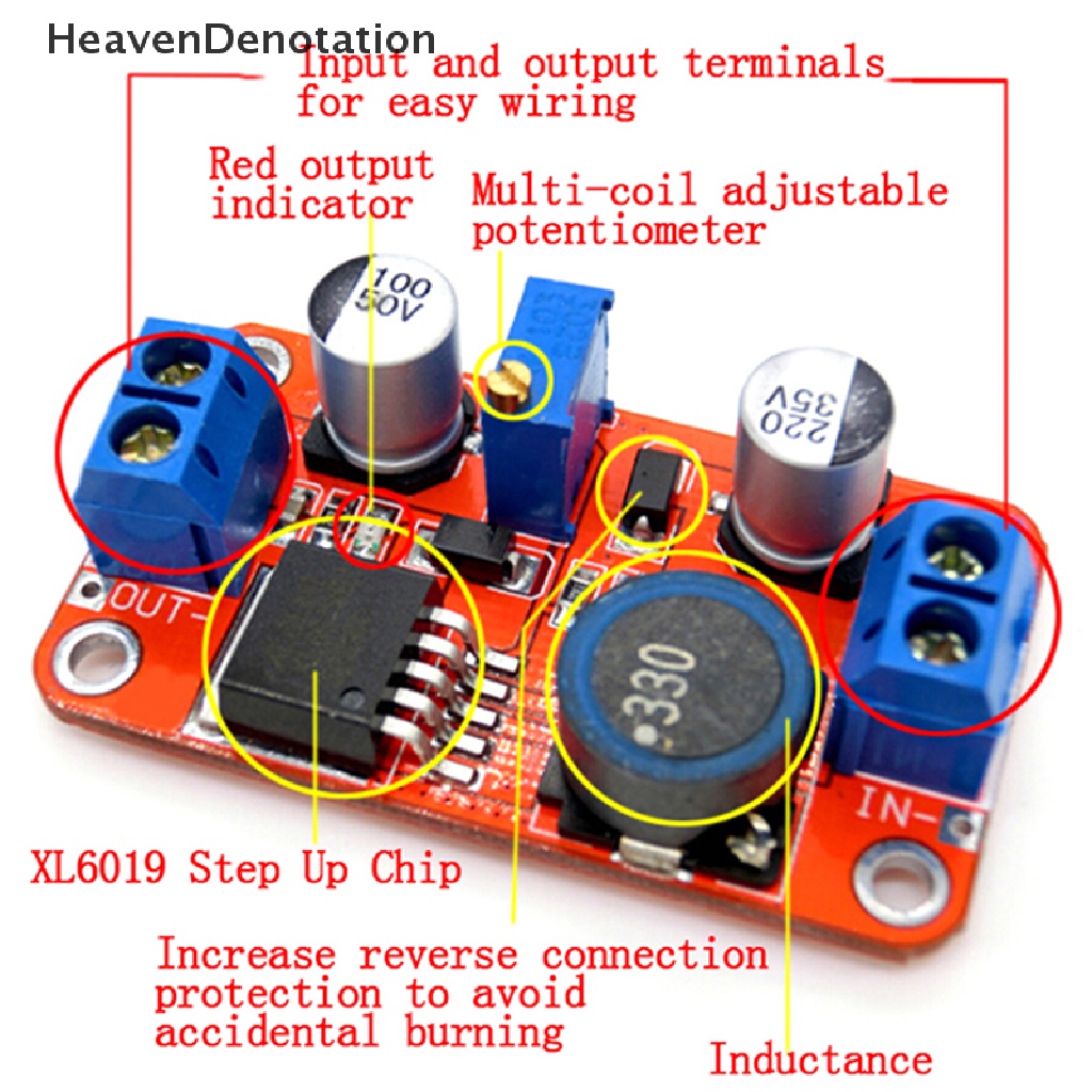 [HeavenDenotation] 5a DC-DC step up power module boost volt converter 3.3V-35V Untuk 5V 6V 9V 12V 24V  Hdv