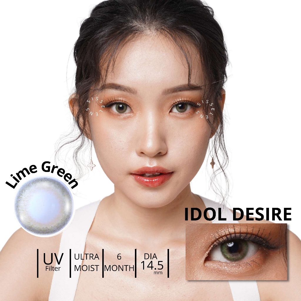 SOFTLENS i-DOL DESIRE DIA 14.50 MM MINUS (-3.25 s/d -6.00) / IDOL DESIRE EURO AMBER LIME OCEAN GREY /BS