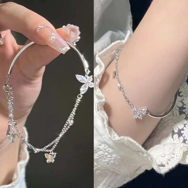 Gelang Kupu-Kupu Fashion Zircon Alloy Untuk Wanita