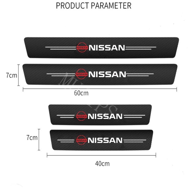 Nissan 9Pcs Stiker Pintu Mobil Carbon Fiber Sill Protection Auto Anti Gores Anti Slip Untuk Terra Livina Note Xtrail Magnite Maret Juke Skyline Kicks Navara Serena Leaf