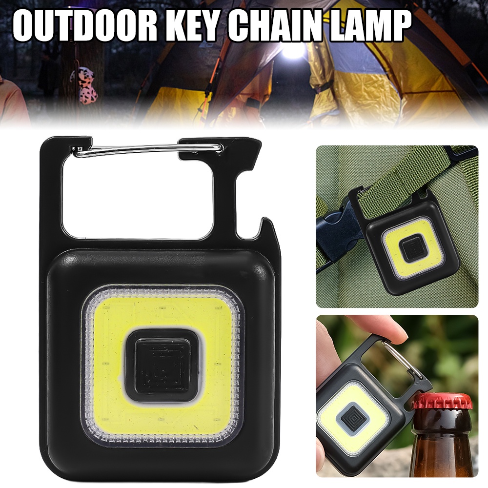 Lampu Gantungan Kunci Tombol Portable Camping Outdoor Multifungsi/Senter COB Carabiner Mini Genggam Darurat/Lampu Flash LED Lumen Tinggi 3mode Untuk Hiking, Camping