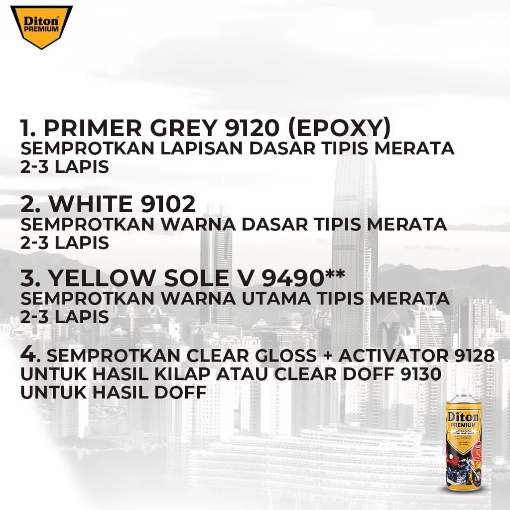 DITON Premium Pilok Pilox Cat Semprot Warna Vespa Colors - V 9490** Yellow Sole (400cc)