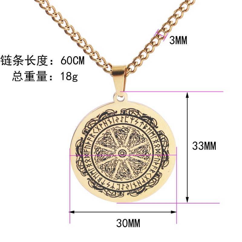 Z H Perhiasan Vintage Nordic Viking Odin Magic Array Liontin Fashion Pria Anti Karat Kalung Hip Hop Baja Titanium Aksesoris Pesta