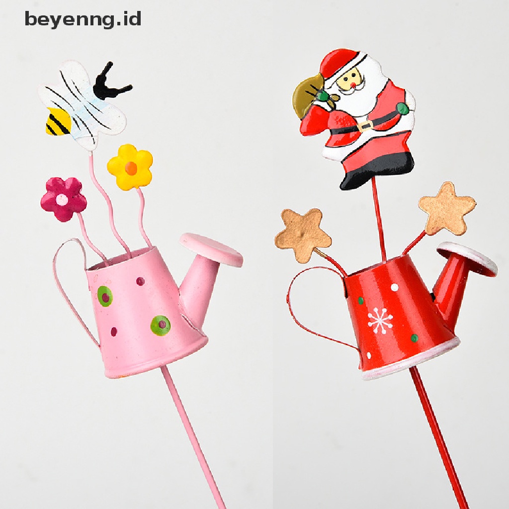 Beyen1per2 /4/5PCS Fairy Garden Picks Garden Pot Bunga Hias Taman Kerajinan Tangan Logam Decor ID