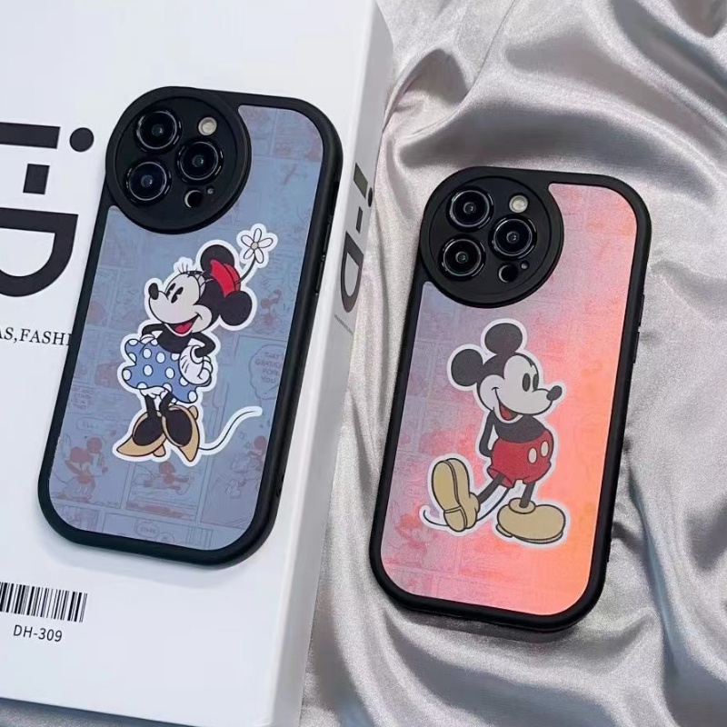 IPHONE Casing Pelindung Mickey Minnie Warna-Warni Untuk Iphone14 13 12 11 Pro X XS Max7 8 14 Plus Soft Case XR Full Cover Lensa Film Kartun Case