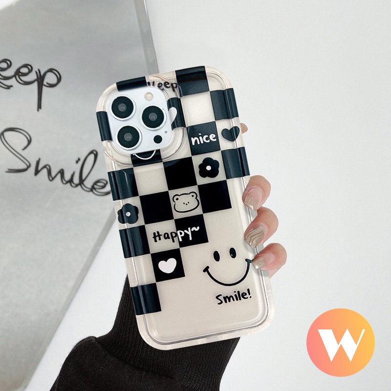 Smile Love Heart Flower Shockproof Airbag Case Realme C55 C30 C17 C15 C35 C12 C21Y C25Y C25s C2 C20A C33 C11 2020 C11 2021 C20 C3 C1 C25 7i 5i 6i 5s 5s Checkerboard Bear Soft Cover