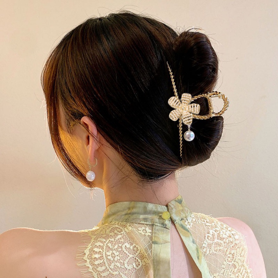 Korea Logam Mutiara Berlian Imitasi Rambut Klip Kupu-Kupu Kristal Rumbai Jepit Rambut Ponytail Holder Woman Headwear