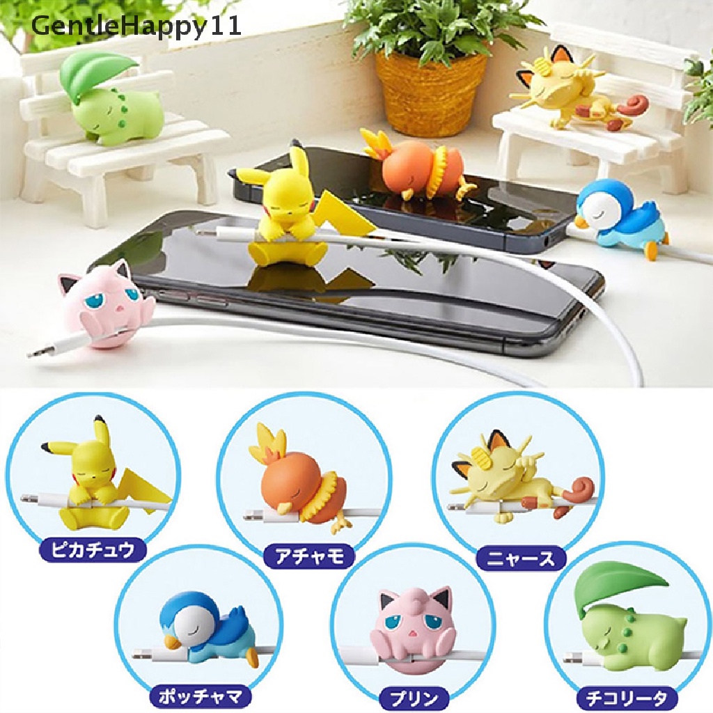 Gentlehappy Pokemon Pikachu USB Cable Bites Angka Eevee Data Cable Cover Pelindung id