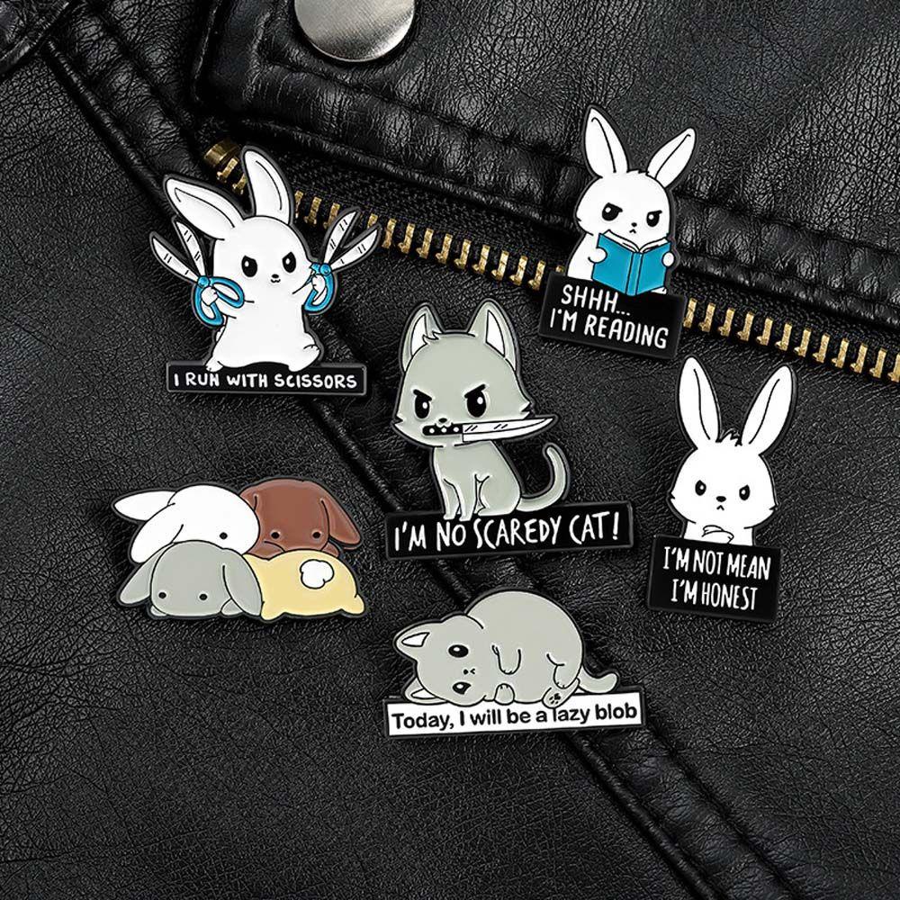 Agustinina Bunny Enamel Pin Hadiah Untuk Wanita Pria Kartun Kelinci Perhiasan Aksesoris Lapel Bros Badge Pin Brooch Pin