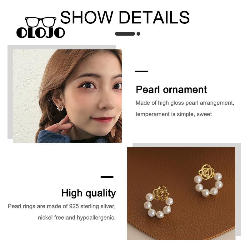 【COD】Anting Stud Bentuk Bunga Mawar Aksen Mutiara Gaya Korea S925 Perak Berongga Rose Pearl Earrings