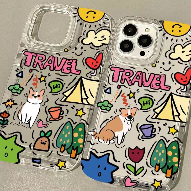 IPHONE Casing Ponsel Iphone11 Cocok Untuk 14 14pro 14plus 13 13mini 13pro 13prm iPhone12 7Plus 8Plus Xr XS 13 12mini Pro Max Empat Sudut Casing Ponsel Transparan Tahan Guncangan