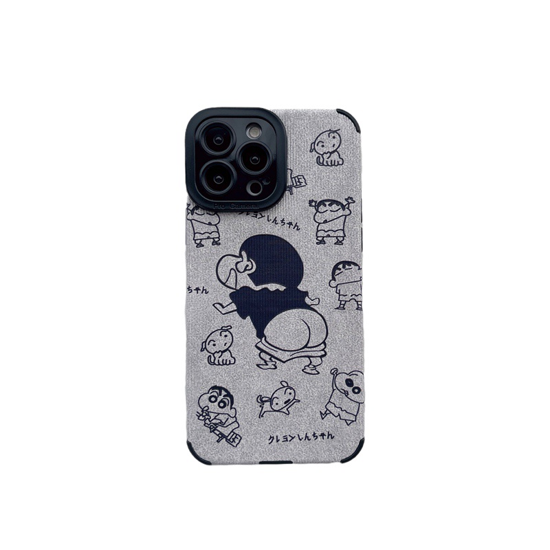 So Cute Gray Grey Winnie Bear Leather Soft Case iP iPhone 7 8 Plus SE 2020 X XR XS Max 11 12 13 14 Pro Max 14 Plus Camera Protect Cartoon Anime Crayon Shin-chan