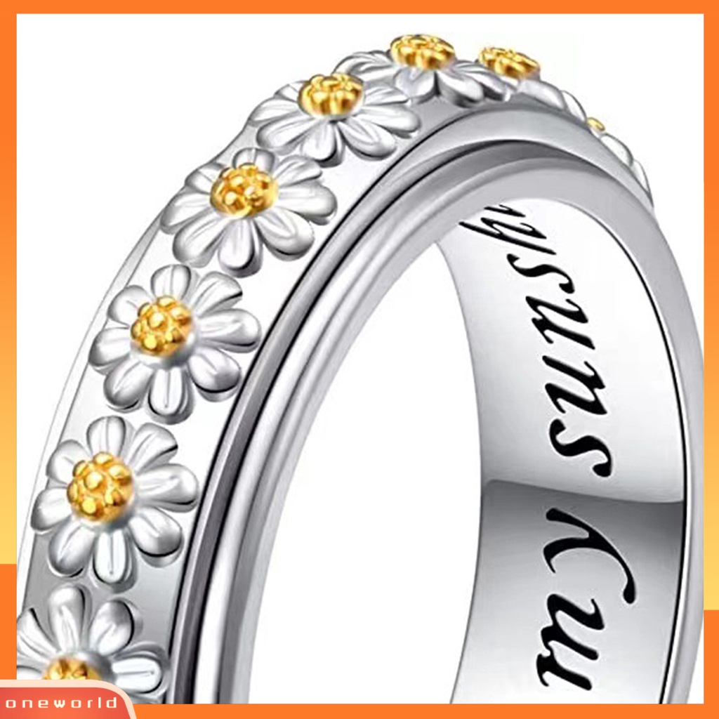 [EONE] Jari Cincin Indah Tahan Aus Yang Dapat Diputar Pola Geometris Retro Dekorasi Electroplating Bunga Diukir Buku Jari Cincin Perhiasan Fashion