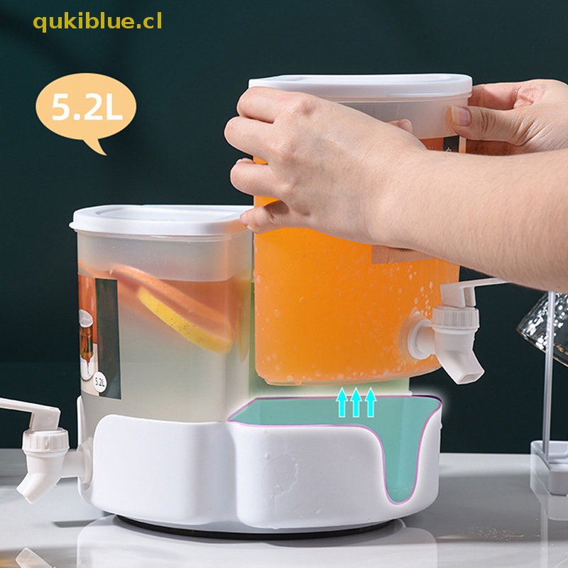 Qukiblue 5.2L 360° Rotag Dispenser Minuman Teko Buah Water Jug Juice Kettle Dengan Tutup cl