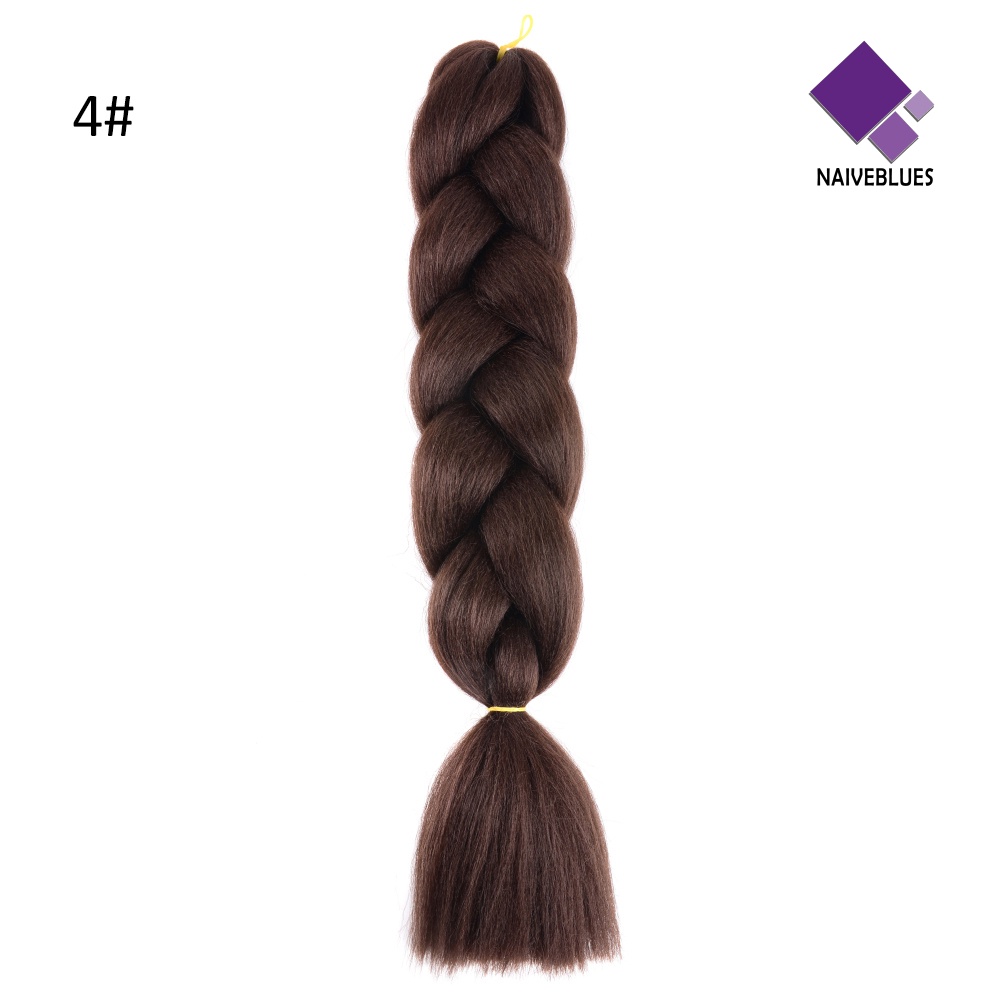 &lt; Naiveblues &gt; Ekstensi Rambut Sintetis Warna Solid Kepang Afrika Crochet Ponytail