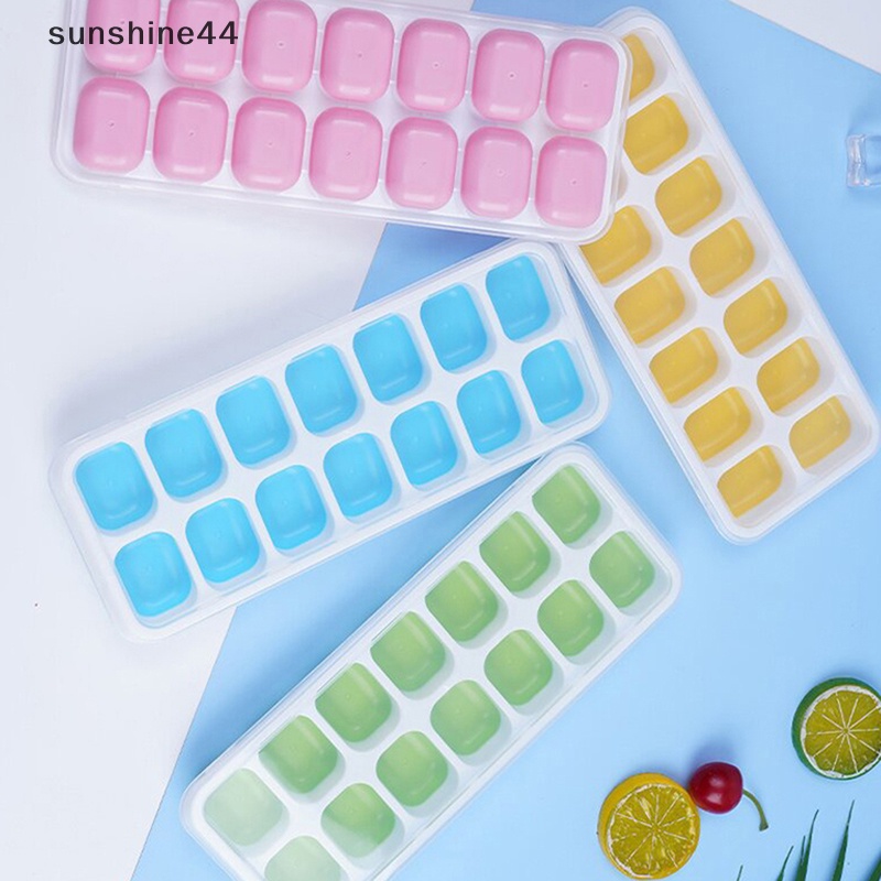 Sunshine 1Pc 14kisi Es Batu Silikon Cetakan Tray DIY Square Ice Tray Cetakan Aksesoris ID