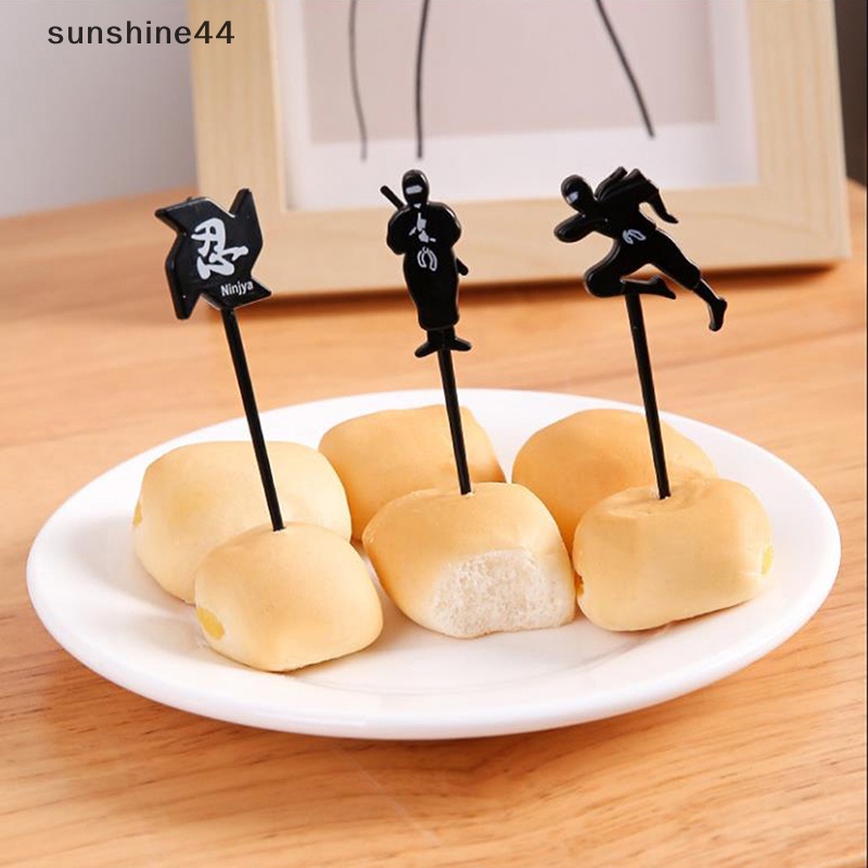 Sunshine 9pcs/set Mini Ninja Style Garpu Buah Anak Snack Dessert Bento Makan Siang Dekorasi Pesta ID