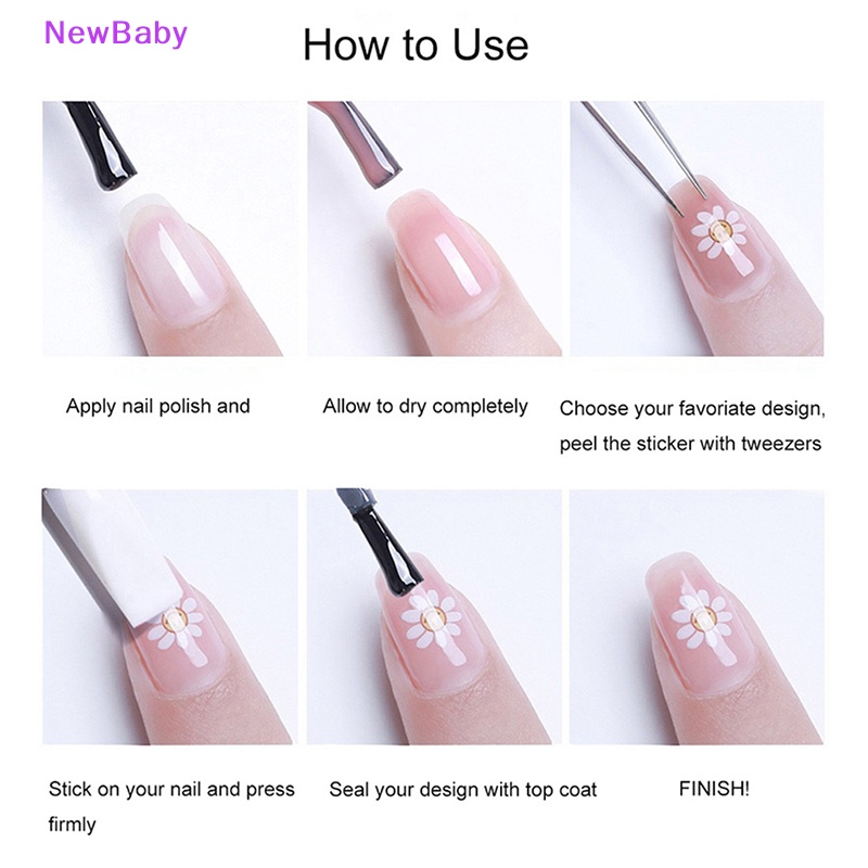 Newbaby Bunga Hati 5D Stiker Kuku Lem Belakang Nail Decals Manicure Tips Untuk Perempuan ID