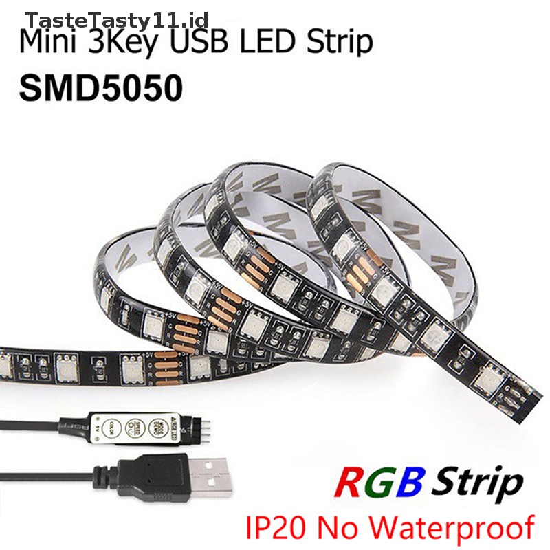 Tastetasty Lampu LED Strip USB 1M 2M RGB 5050mini 3kunci Background TV Lighg Flexible Light Strip.