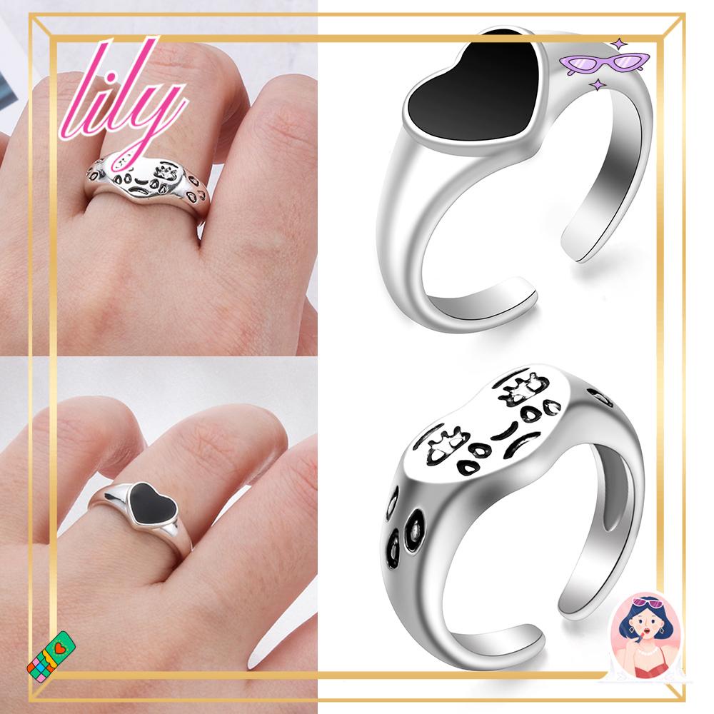 Cincin Ekspresi Air Mata LILY Warna Perak Fashion Perhiasan Mungil