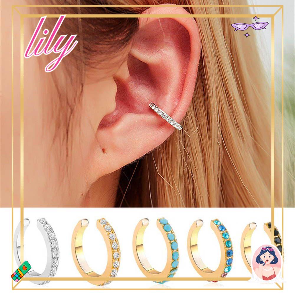 Lily 1PC CZ Cuff Anting Wanita Pria Fashion Hadiah Klip Telinga Perhiasan Tanpa Tindik Lingkaran Telinga Cuff